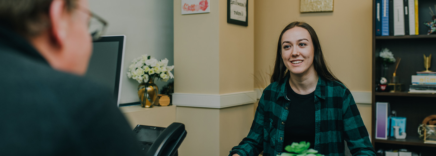 Woman getting personalized drug and alcohol outpatient services.