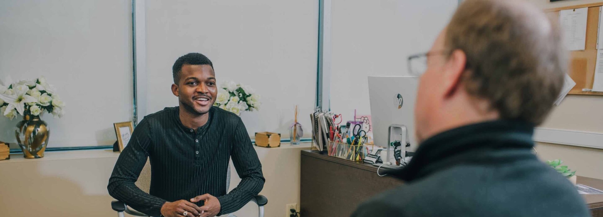 Patient and counselor talking