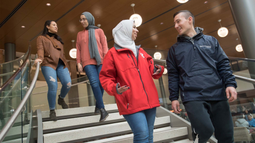 Rutgers students walking