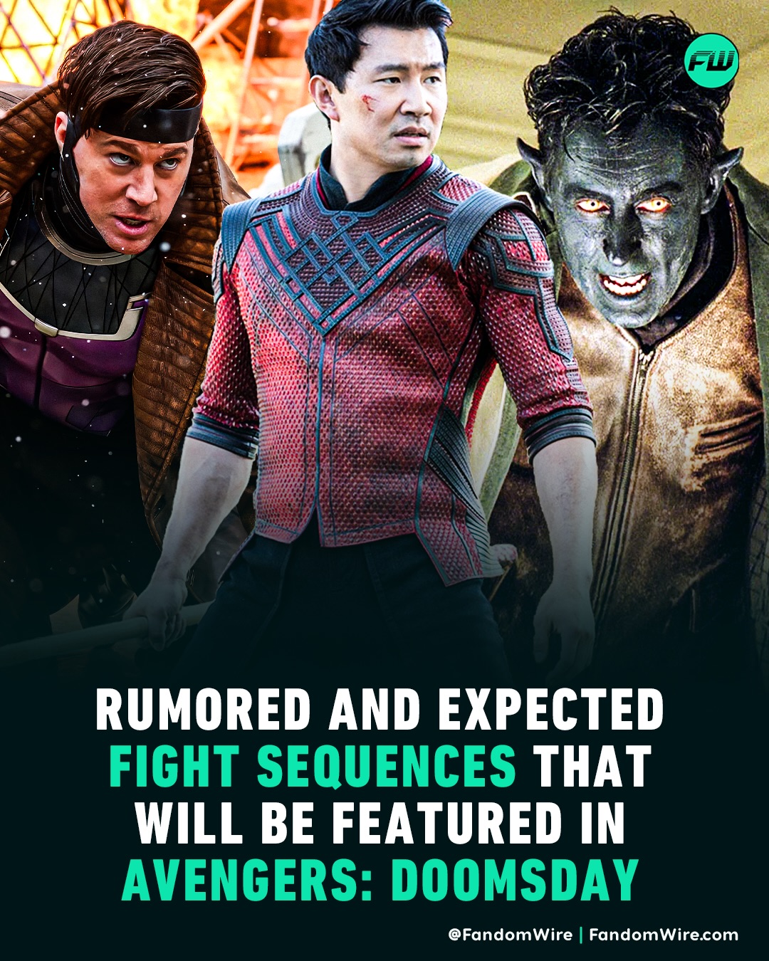 May be an image of vulture, poster and text that says 'FW FW RUMORED AND EXPECTED FIGHT SEQUENCES THAT WILL BE FEATURED IN AVENGERS: DOOMSDAY @FandomWire FandomWire.com Fandom'