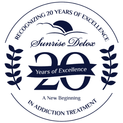 Sunrise Detox 20 year service badge