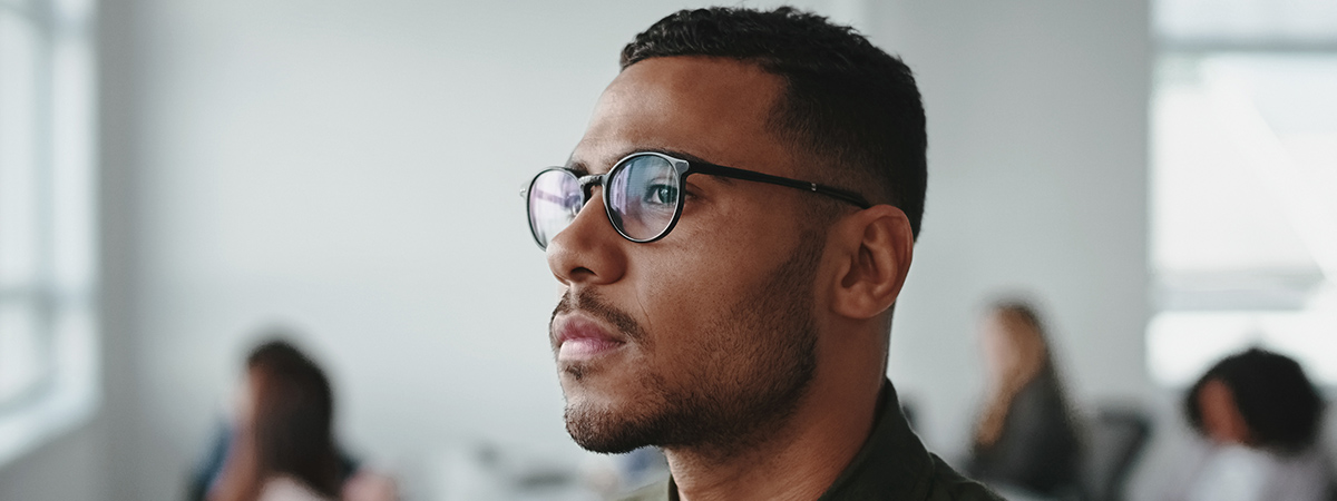 A pensive thinking man